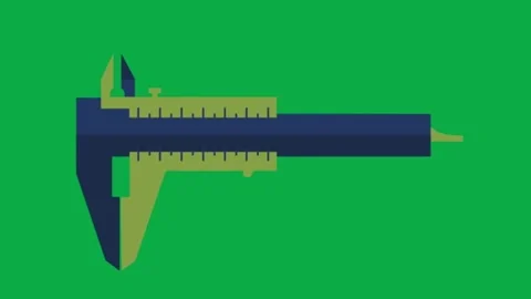 Vernier caliper tool animation for measurement on green screen background backdr Stock Footage 332282591