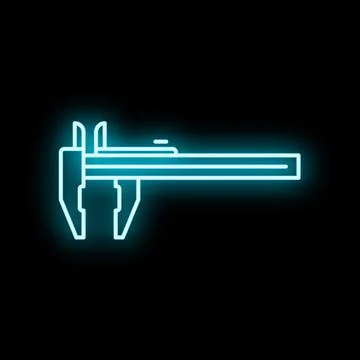 Vernier caliper tool measuring precision engineering with neon glow Stock Illustration