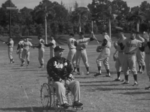 Vero Beach, FL - 2/25/59: Roy Campanella at Dodgers Spring Training Stock Footage 233116639