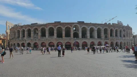 Verona Arena in a crowded square. Stock Footage 149078745
