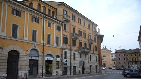 Verona during Coronavirus quarantine, empty street, bus stop Video stock 129762228