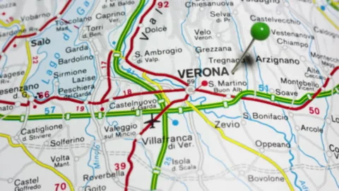 VERONA on a map Stock Footage 176980723