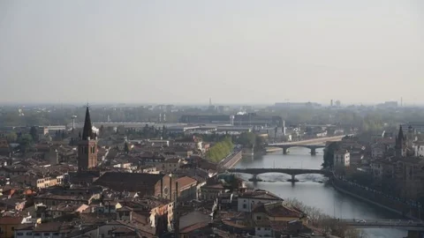 Verona old city, Adige river Stock Footage