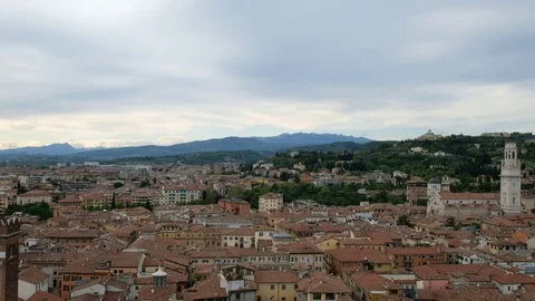 Verona panoramic view from Torre dei Lamberti. Verona, Veneto, Italy. Видео 115833543