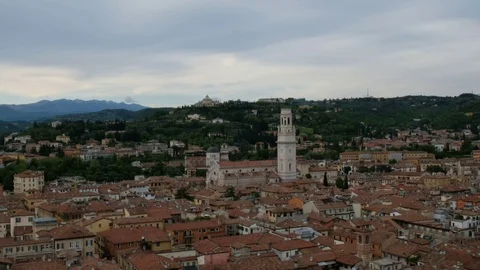 Verona panoramic view from Torre dei Lamberti. Verona, Veneto, Italy. Видео 115833583