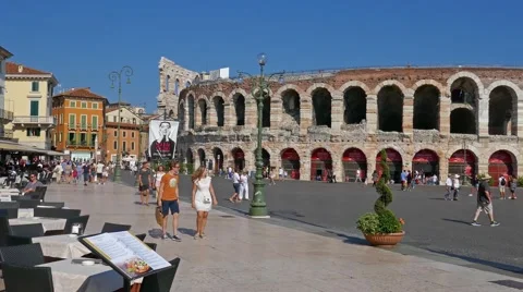 Verona - Piazza Bra - Motion view Stock Footage 66693670