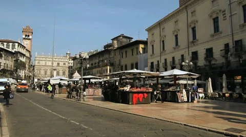Verona, Piazza delle Erbe Stock Footage
