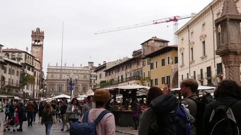Verona, Piazza delle Erbe Stock Footage 75256485