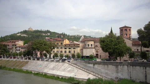 Verona , Ponte Pietra view Stock Footage