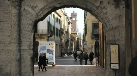 Verona, Porta Borsari Stock Footage