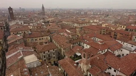 Verona, span over tiled roofs, top view Stock Footage 76433186