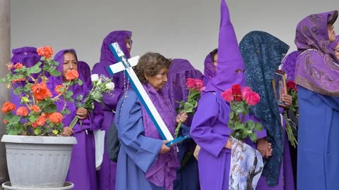 Veronicas preparing for Jesus del Gran Poder procession Stock Footage 333485256