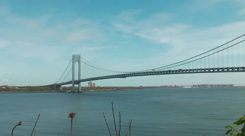 Verrazano Bridge Extra Wide Pan Video stock 23136245