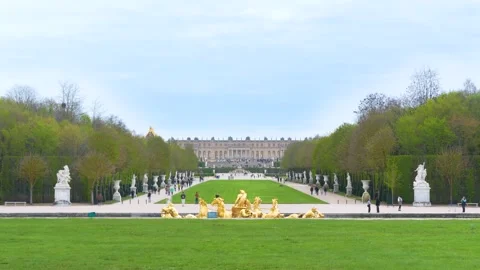 Versailles Gardens Timelapse with Grand Perspective and Golden Fountain Stock Footage 333040922