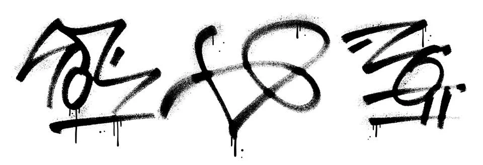 Versatile abstract graffiti mark set with expressive loops, arrows, crosses Stock Illustration