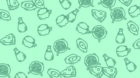 Versatile avocado, cheese, and sauce doodle on a green backdrop Stock Footage 327767060