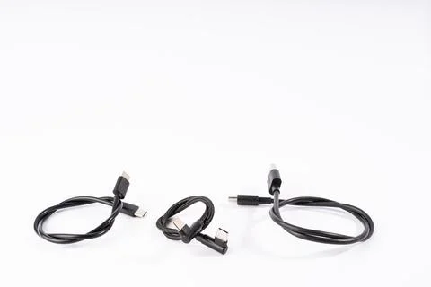 Versatile Black USB-C Cables for Charging and Data Transfer Stock Photos