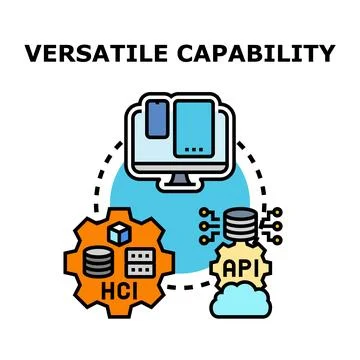 Versatile capability connecting multiple technology components Stock Illustration