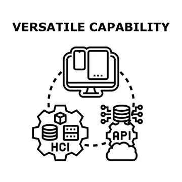 Versatile capability connecting multiple technology components Stock Illustration