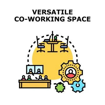 Versatile co working space concept for modern business collaboration Stock Illustration