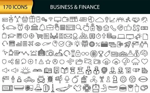 A versatile collection of 170 unique business icons for various professiona.. Stock Illustration