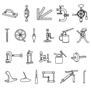 Versatile collection of 22 specialized tools Stock-Illustration