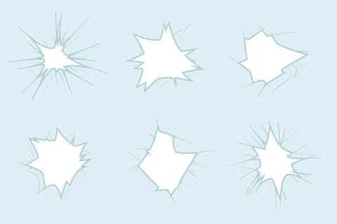 A versatile collection of realistic broken glass elements and bullet holes wi Illustrazione stock
