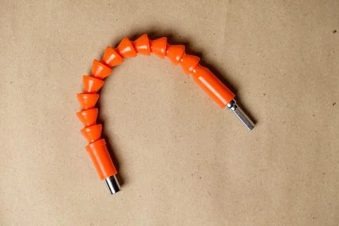 Versatile construction tool set with a unique flexible screwdriver Stock Photos