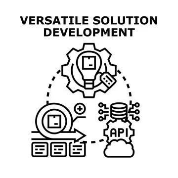 Versatile creative solution development process icon Stock Illustration