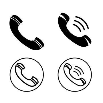 Versatile Digital Telecommunication Symbols Featuring Handsets in Both Soli.. Stock Illustration