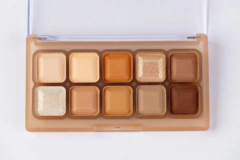 Versatile Eyeshadow Palette Featuring Warm Earthy Tones for Effortless Makeup Foto stock