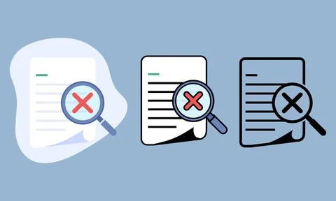 Versatile Flat Design Icons for Document Checking, Search, and Error Inddic.. Stock Illustration