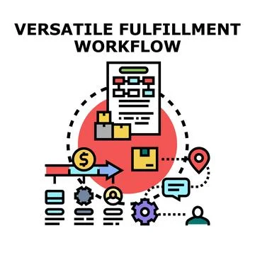 Versatile fulfillment workflow process business management Stockillustratie