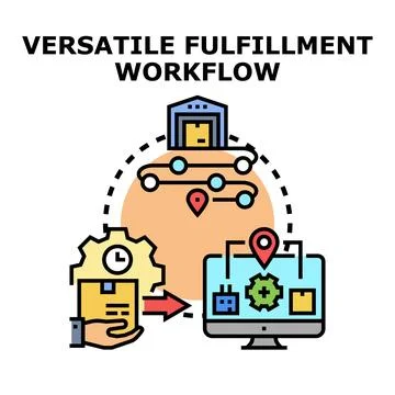 Versatile fulfillment workflow process logistics business Stock Illustration