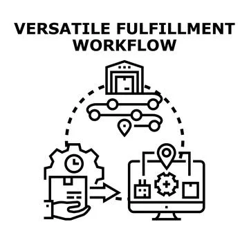 Versatile fulfillment workflow process logistics business Stock Illustration