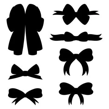 Versatile Hand Drawn Ribbon Bow Collection Silhouette. Elegant Black Shapes Stock Illustration
