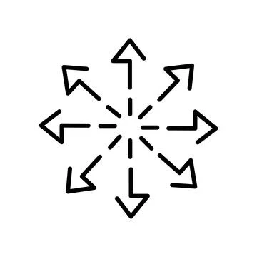 Versatile icon, multipurpose capability. Multiple arrow direction icon in lin Stock Illustration