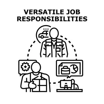 Versatile job responsibilities concept demonstrating career path development Illustrazione stock