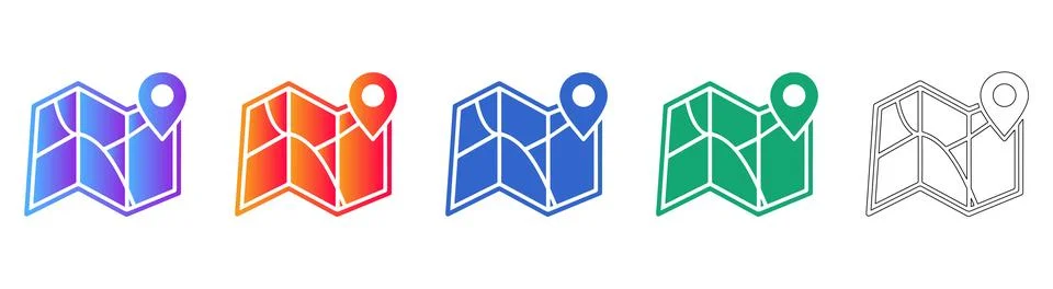 Versatile Map and Route Location Icons Stock Illustration