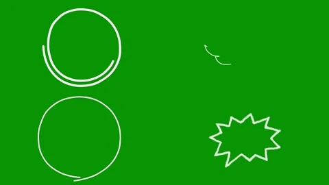 Versatile pack of white doodle sketches upon green screen displaying Stock-Footage 346825205