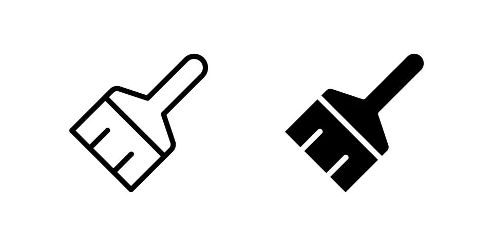 Versatile paint brush icon set for art, painting, and creative expression. .. Stock Illustration