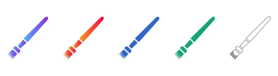 Versatile Painting Brush Vector Icon Set 스톡 일러스트