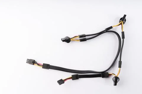 Versatile PC Power Cable Assembly with Multiple Connectors for Computers Stock Photos