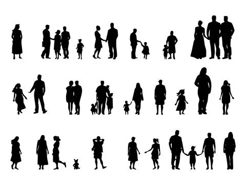 Versatile People Silhouettes, Togetherness, Activity, and Bonding in Vectors 스톡 일러스트