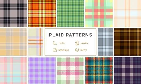 Versatile plaid bundle created for textile designers. The pack includes bal.. Stock Illustration