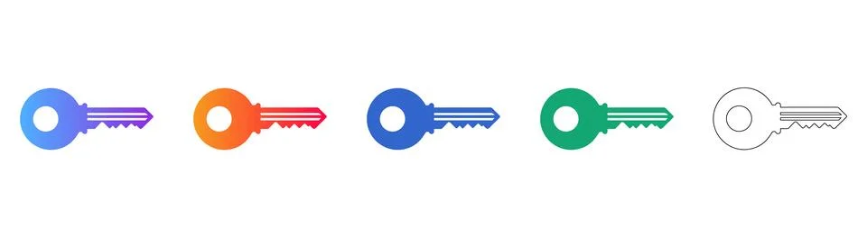 Versatile Security Key Icon Collection Stock Illustration