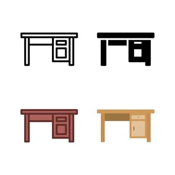 A versatile set of desk icons, ideal for home offices, workspaces, study ar.. Stock Illustration