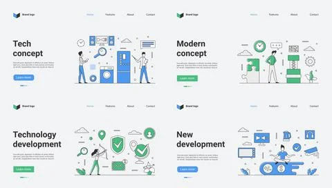 A Versatile Set Featuring Modern Tech Concept Web Template Vector Illustrations Illustrazione stock