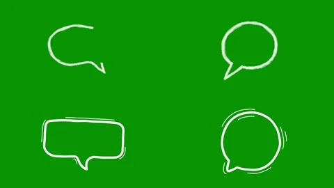 Versatile set of four white hand drawn speech bubbles upon bright green 動画素材 346825104