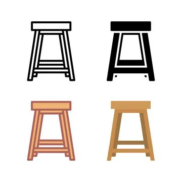 A versatile set of stool icons, including bar stools and counter stools, su.. Stock Illustration